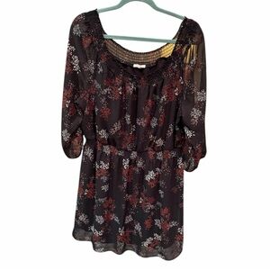 Maurices Dark Floral Long Sleeve Dress